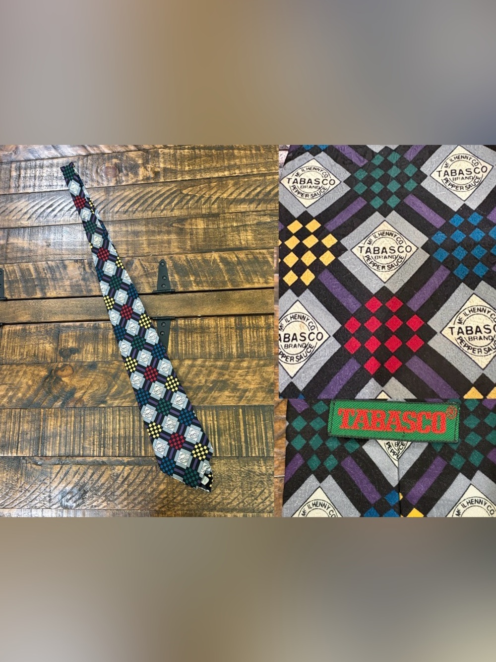 Tabasco Multicolor Geometric Check Tie
